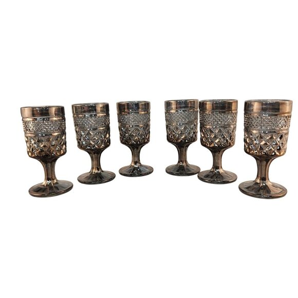 Anchor Hocking Glass Co. WEXFORD Smoke Pewter Mist Claret Cordial Goblet 4.5 inc - Picture 2 of 11